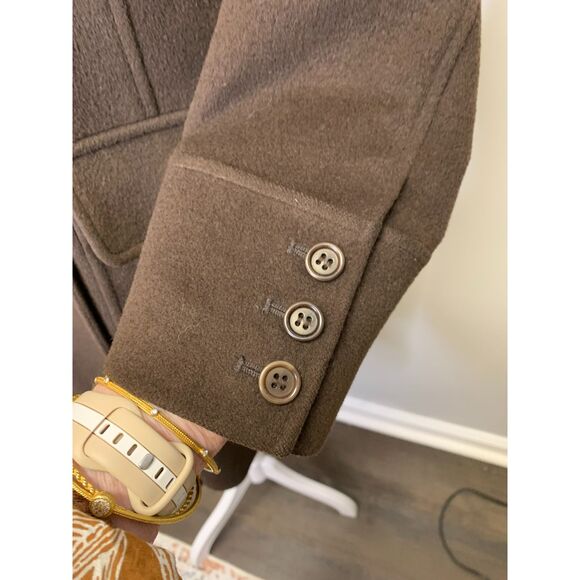 Theory Womens Coat Wool Angora Cashmere Penny Lane Fur‎ Collar Brown Size Medium - Picture 6 of 15